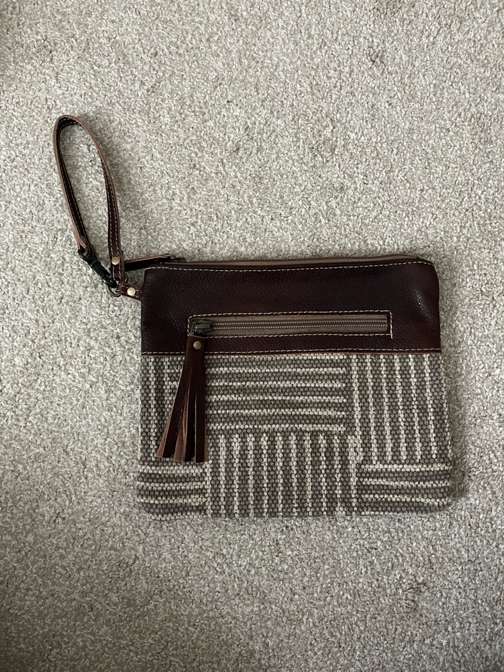 Myra Bag Woven Canvas & Leather Wristlet Clutch | NWOTS
